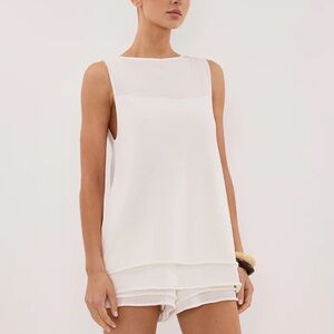 DISSH Mira White Double Layer Knit Top